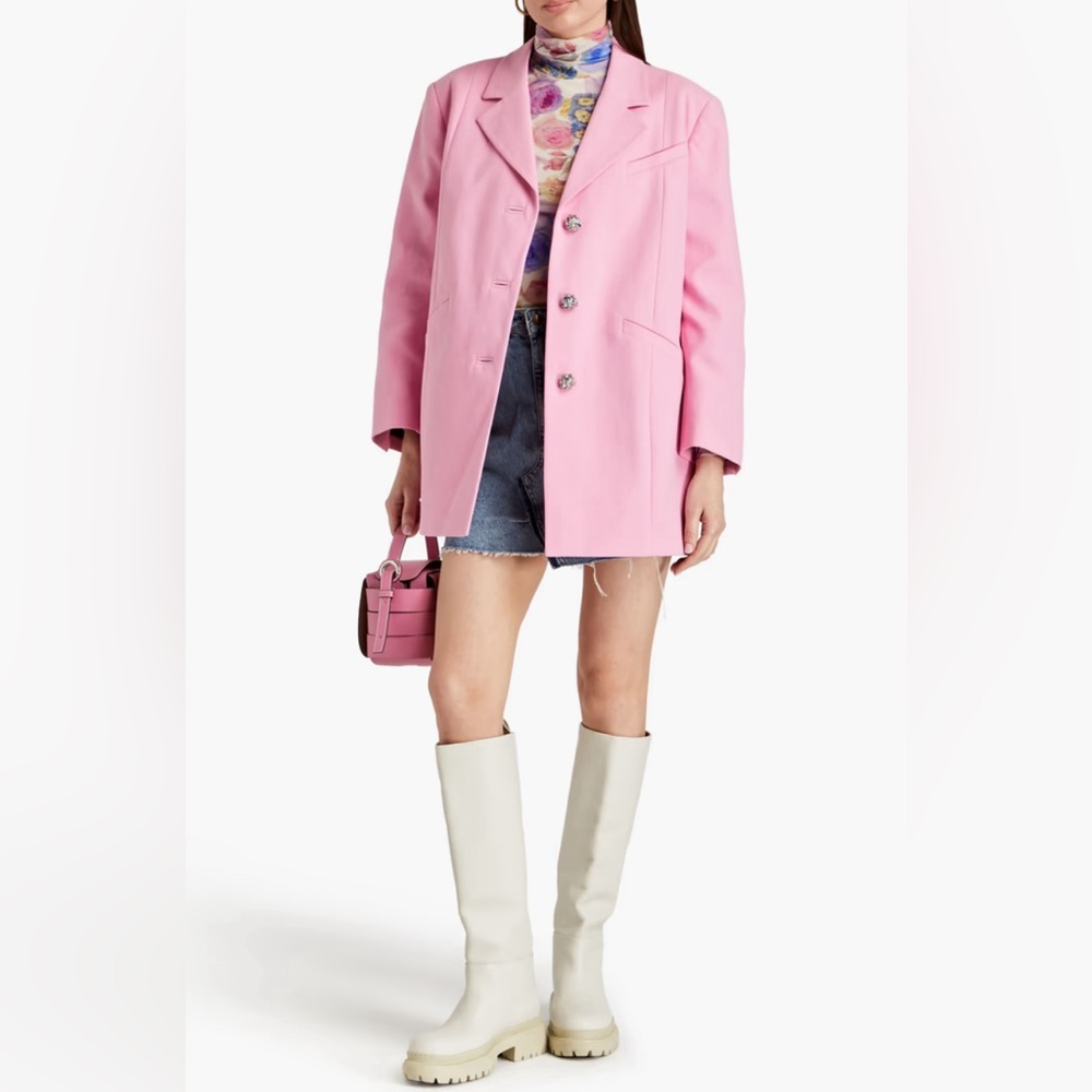 GANNI pink blazer jacket straight cut